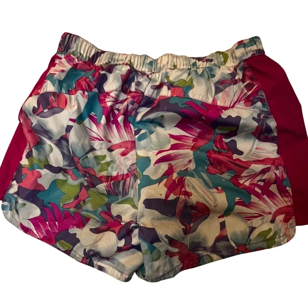 The North Face Girls Floral Print Athletic Shorts Size Medium 10 12 Pink Blue - Picture 3 of 6